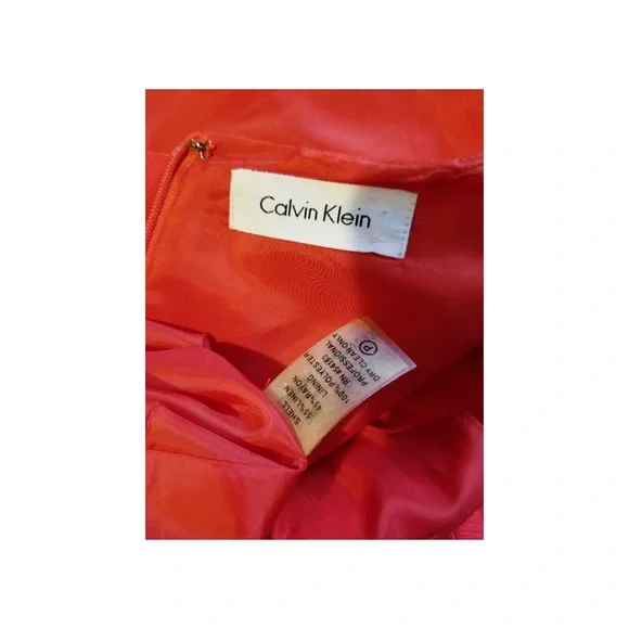 ❤️Calvin Klein Retro Red Fit & Flare Full Circle Skirt Party Dress - Picture 9 of 10